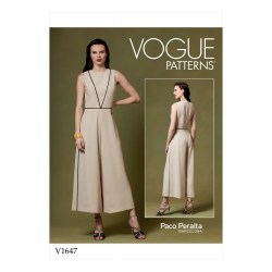 1647 VOGUE PACO PERALTA SLEEVELESS FLARE INSET JUMPSUIT PATTERN NEW 6-14; 14-22